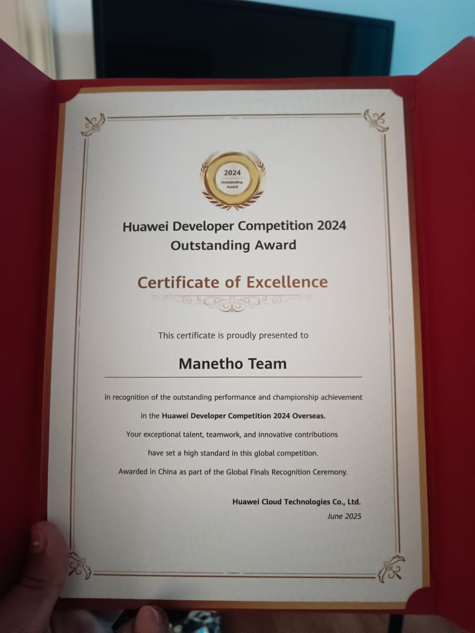 Outstanding Award — Huawei Developer Competition 2024 (Global Finals, China)